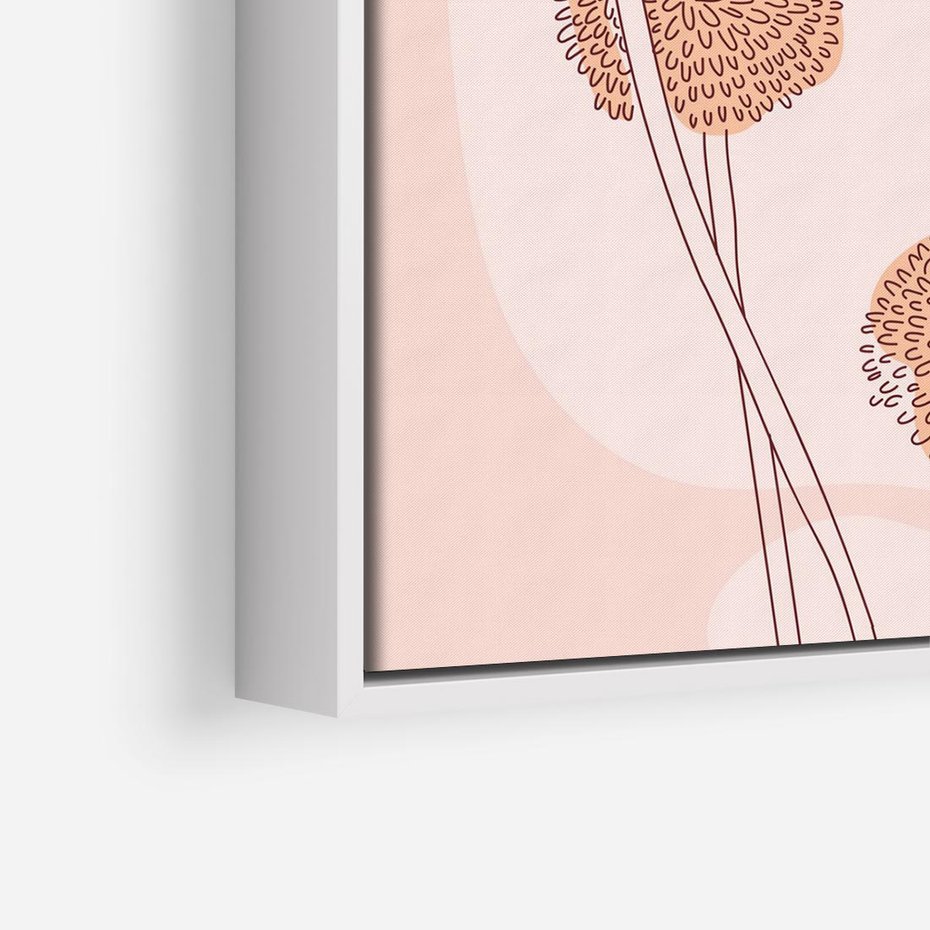 Obraz w ramie 50x50 - Rozkwitające Emocje - minimalistyczny plakat, pudrowe kwiaty - rama biała