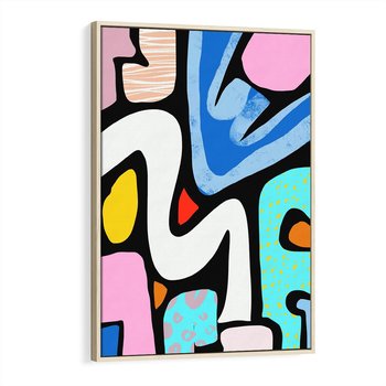 Obraz w ramie 50x70 - Komiksowe Formy - abstrakcyjne formy, komiksowy styl - rama drewno