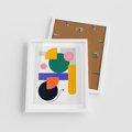 Plakat w ramie 40x50 - Przestrzenne Innowacje - nowoczesna sztuka, geometryczna kolorowa grafika - rama biała