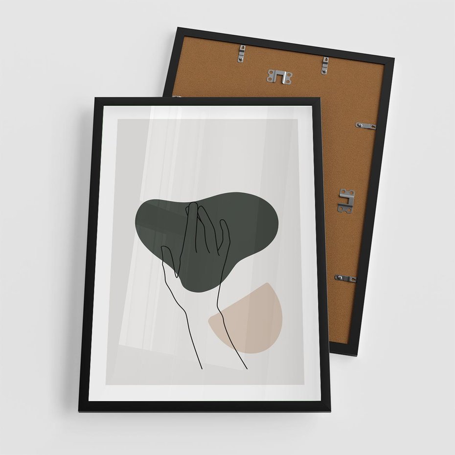 Plakat w ramie 50x70 - Bezczasowe Echo - szkic jedną linią, one line - rama czarna