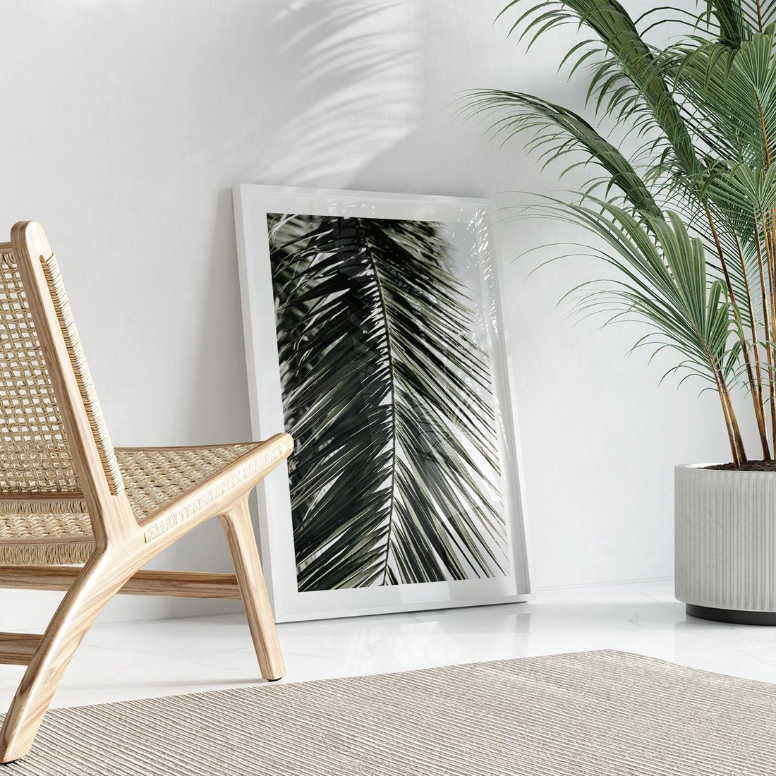 Plakat bez ramy 50x70 - Liść Palmy: Egzotyczny Detal Natury - palma, liść palmy