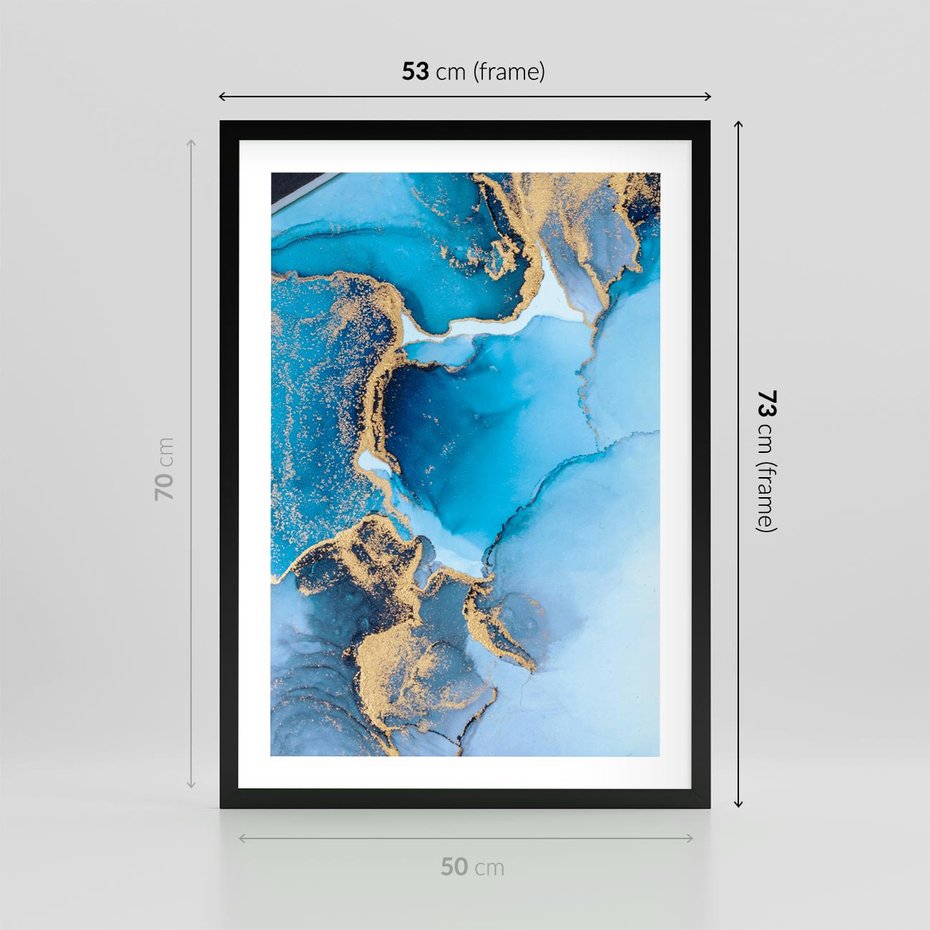 Plakat w ramie 50x70 - Elegancja i Wyrafinowanie - marmur, złoto - rama czarna