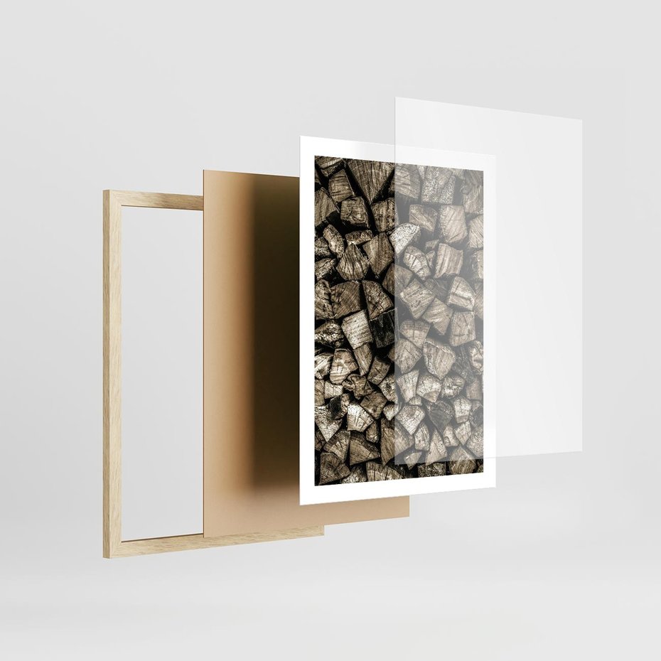 Plakat w ramie 50x70 - Piękno Drewna - belki drewna, drewno - rama drewno