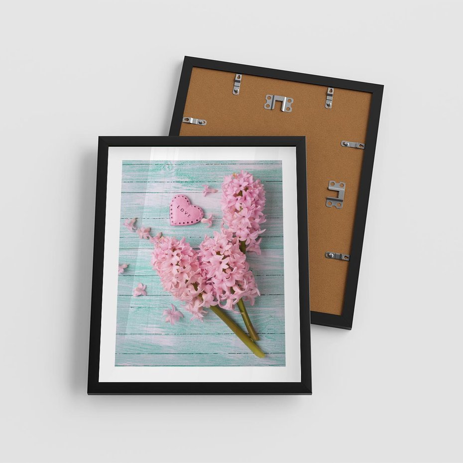 Plakat w ramie 40x50 - Hiacynty w Kwiatowej Kompozycji - hiacynty, kwiaty - rama czarna