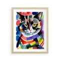 Plakat w ramie 40x50 - Koci Przyjaciel - abstrakcyjny obraz, akwarela - rama drewno