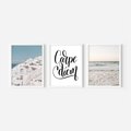 Zestaw obrazy w ramie 40x50 galeria - Carpe, diem, Santorini, plaża, morze - rama biała