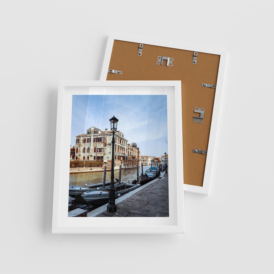 Plakat w ramie 40x50 - Kanały Wenecji - Wenecja, kanały - rama biała