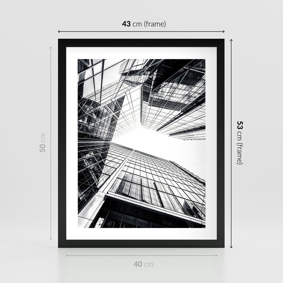 Plakat w ramie 40x50 - Wznoszący się Wysoko - architektura, wysoki wieżowiec - rama czarna