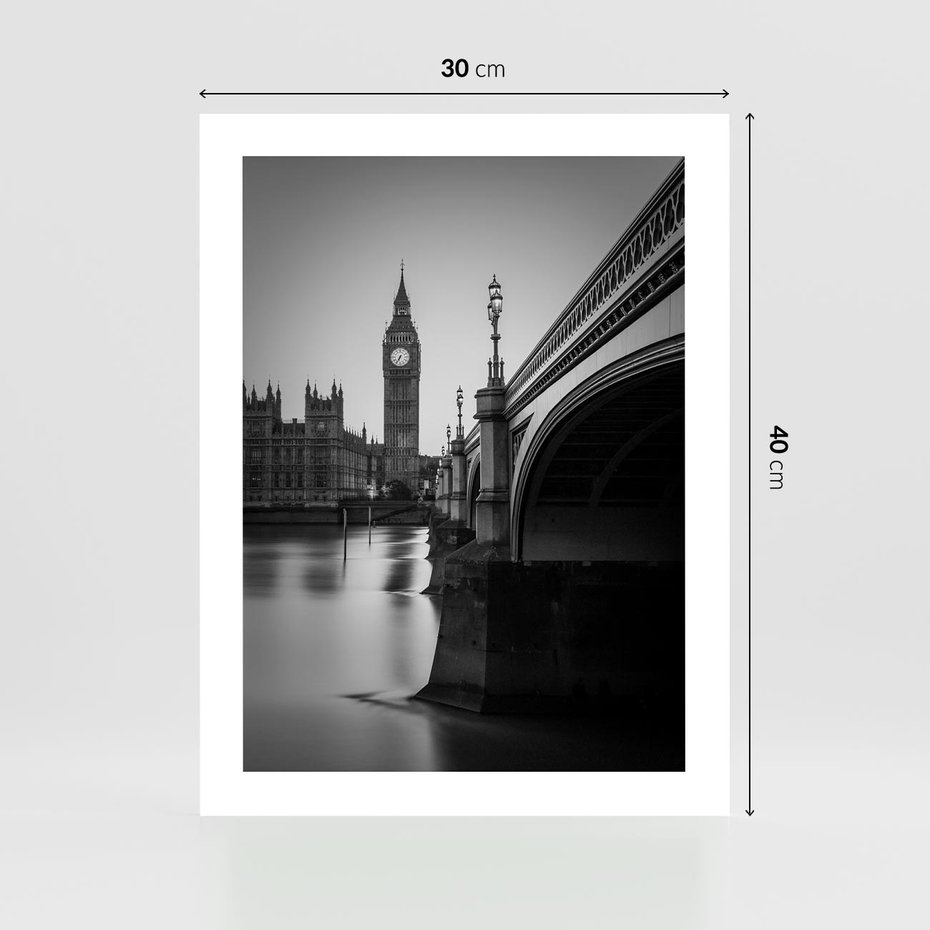 Plakat bez ramy 30x40 - Majestatyczny Big Ben w Londynie - Londyn, most