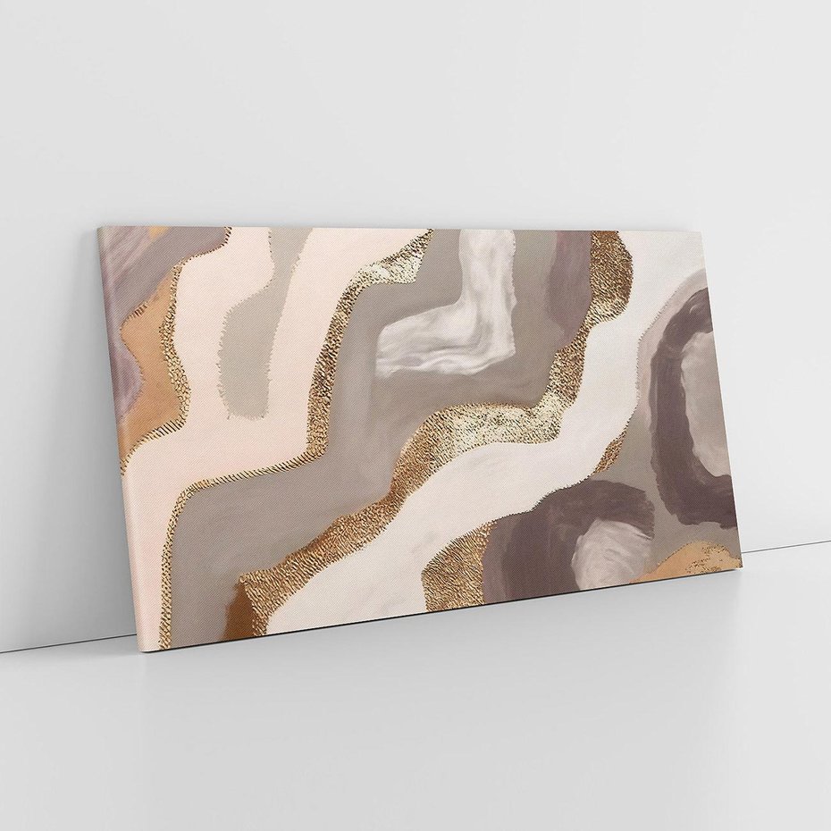 Obraz na płótnie 140x70 - Płynne Fale - abstrakcja, neutralne kolory