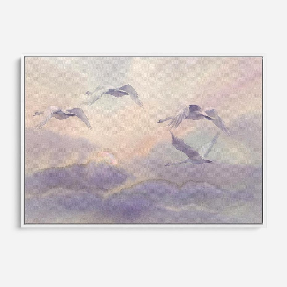 Obraz w ramie 100x70 - Ruchoma cisza widzenia - akwarela, subtelene - rama biała