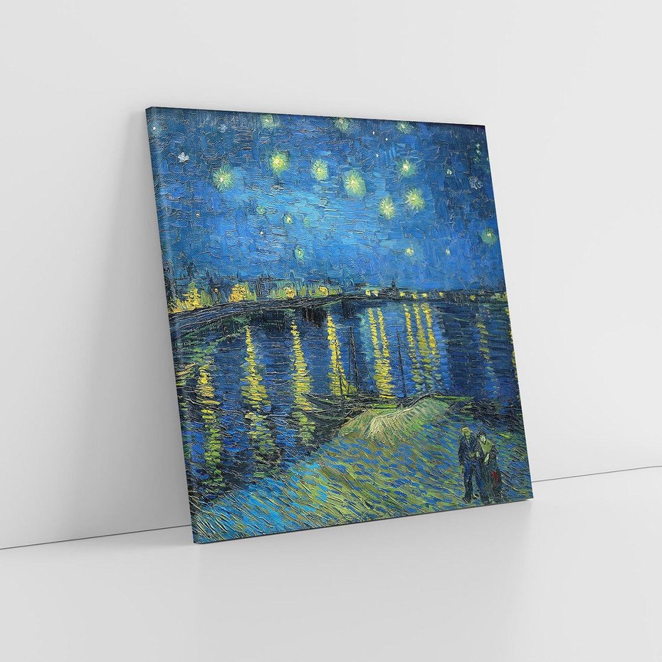 Obraz na płótnie 70x70 - "Starry Night Over the Rhone" (1888) Vincent van Gogh - Reprodukcja - reprodukcja, obraz na płótnie