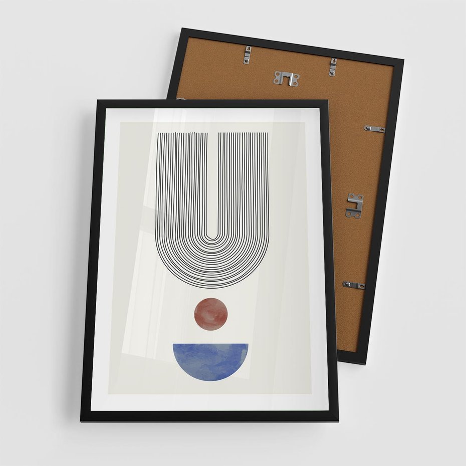 Plakat w ramie 50x70 - Rozplątane Wibracje - nowoczesny plakat, styl midcentury - rama czarna