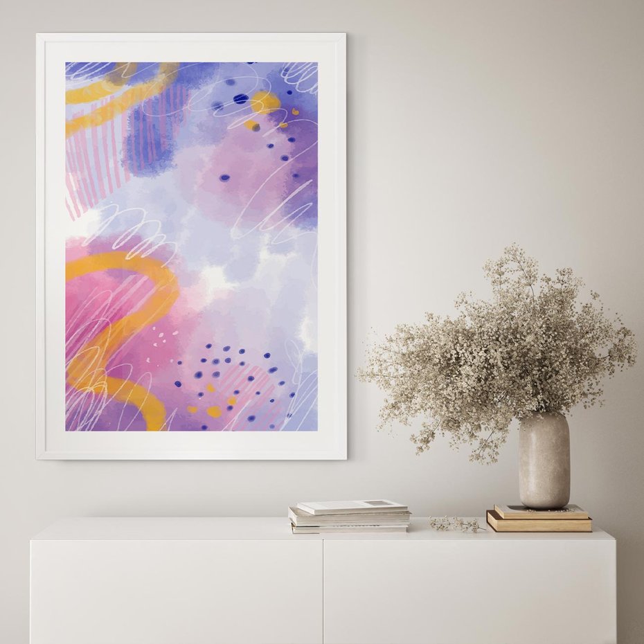 Plakat bez ramy 21x30 - Migotliwe Wnętrza Kształtów - abstrakcyjny plakat, pastelowe kolory