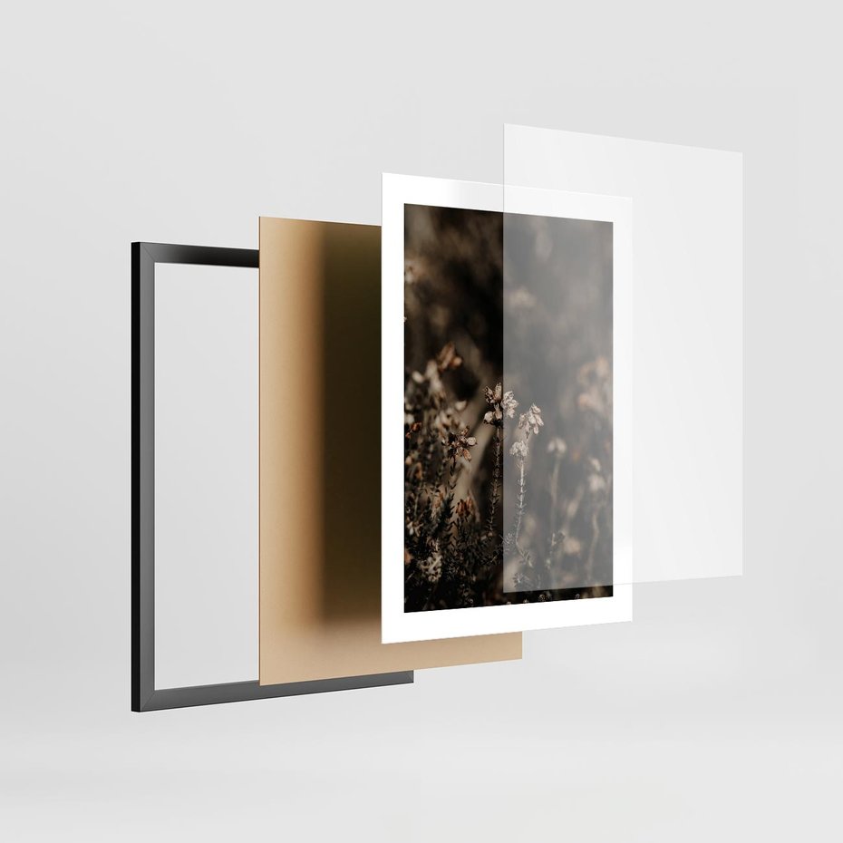 Plakat w ramie 30x40 - Jesienny Urok - suche trawy, jesienny pejzaż - rama czarna