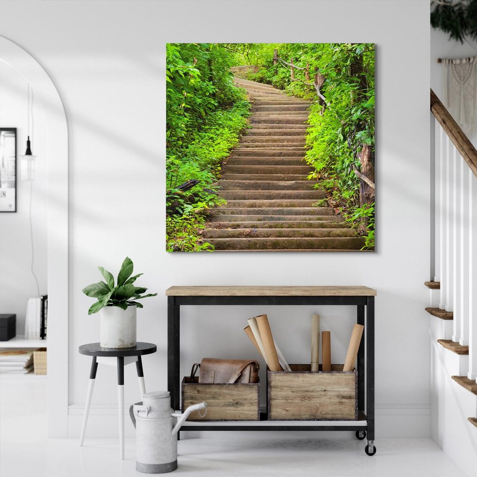 Obraz na płótnie 40x40 - Magia Leśnej Ścieżki - ścieżka, w lesie