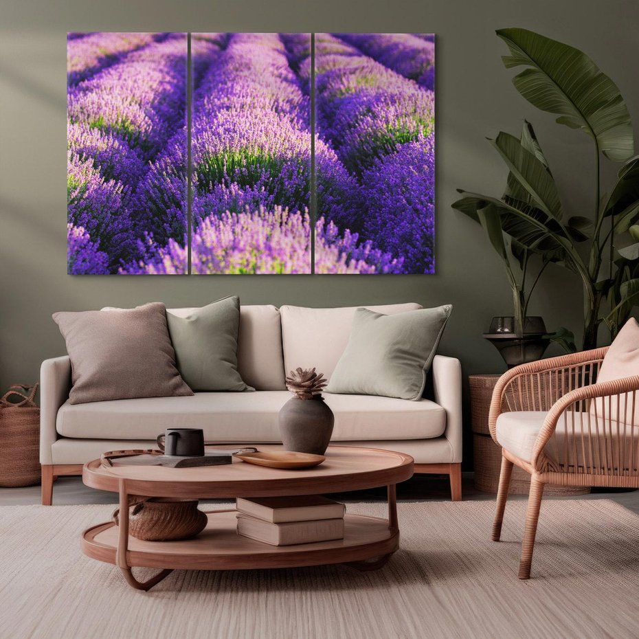 Obraz na płótnie 120x80 - Malownicze Pole Lawendy - lawenda, pole