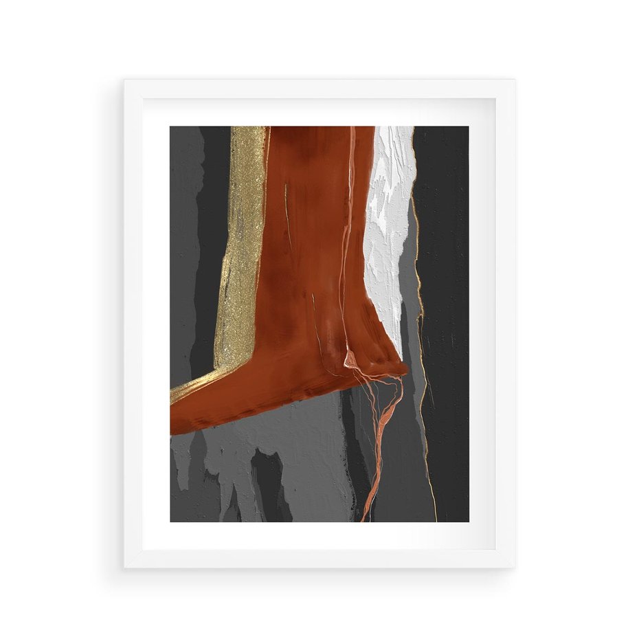 Plakat w ramie 40x50 - Abstrakcyjna impresja - abstrakcja, nowoczesny - rama biała