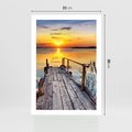 Plakat bez ramy 21x30 - Zachód nad jeziorem z pomostem - pomost, jezioro