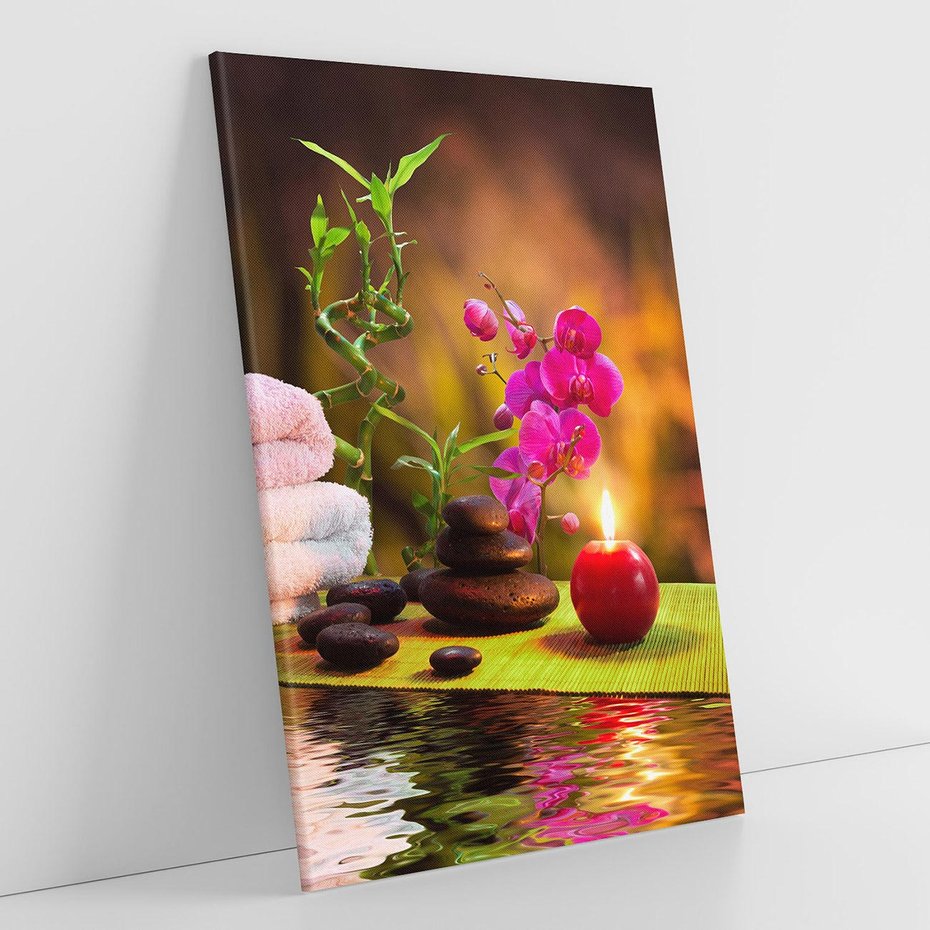 Obraz na płótnie 80x120 - Światło Świecących Kwiatów w Spa - spa, świaca