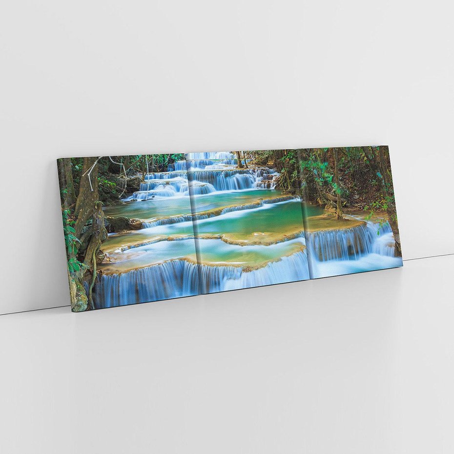 Obraz na płótnie 120x40 - Magia tajlandzkich wodospadów - wodospady, Tajlandia