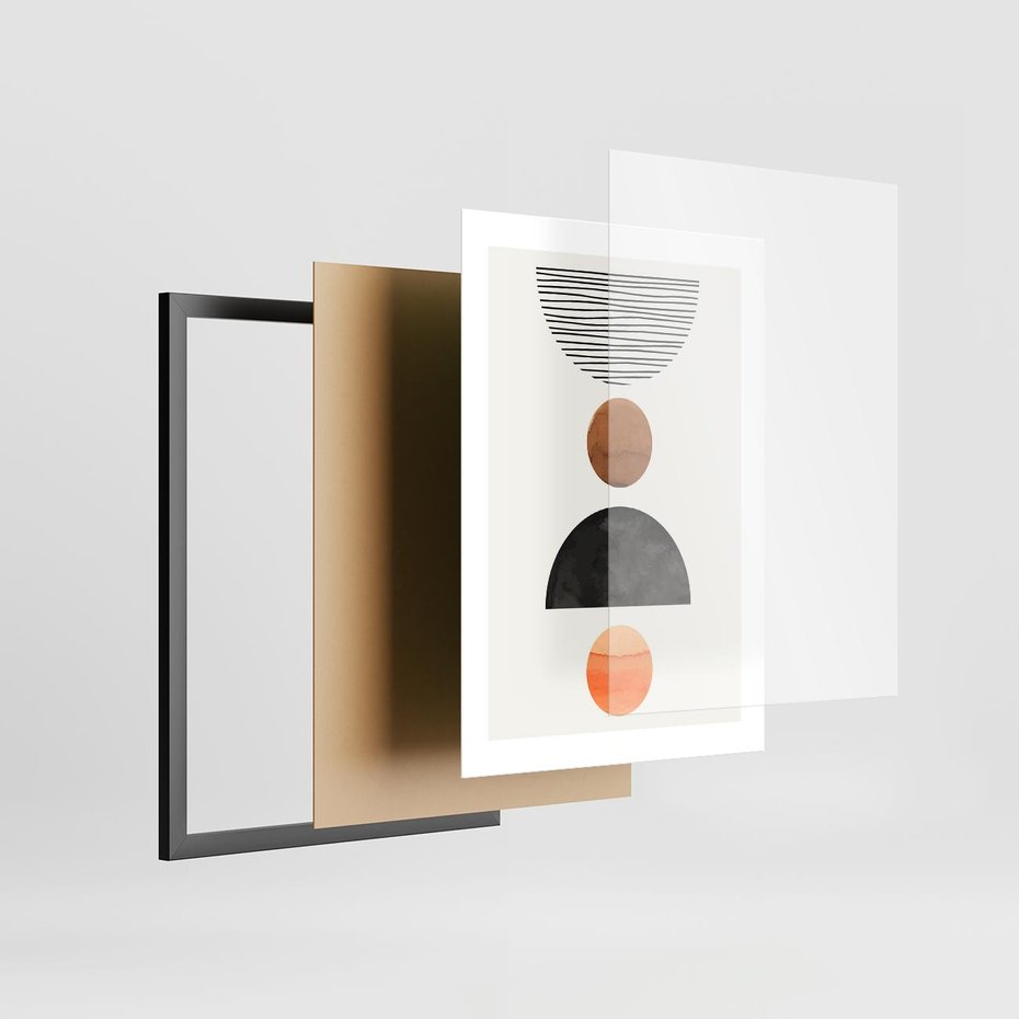 Plakat w ramie 30x40 - Geometryczna Przygoda - nowoczesna grafika, geometria - rama czarna