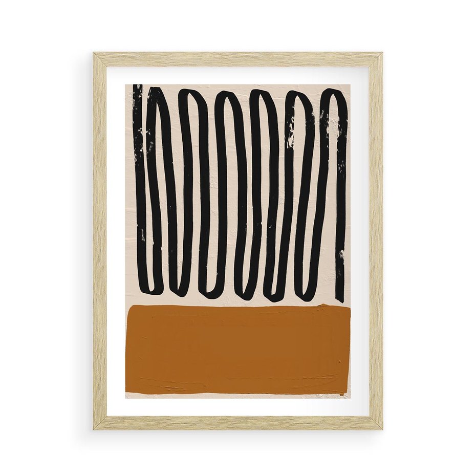 Plakat w ramie 50x70 - Boho Impulsy Kreatywności - abstrakcyjny plakat, brąz - rama drewno