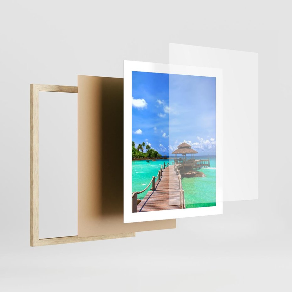 Plakat w ramie 40x50 - Magia tropikalnego oceanu - ocean, tropiki - rama drewno