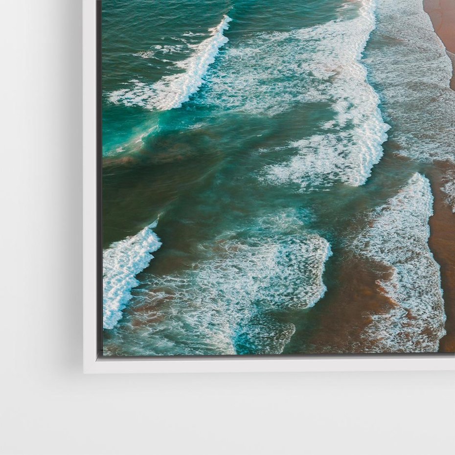 Obraz w ramie 80x80 - Z Lotu Ptaka - fotografia, plaża - rama biała