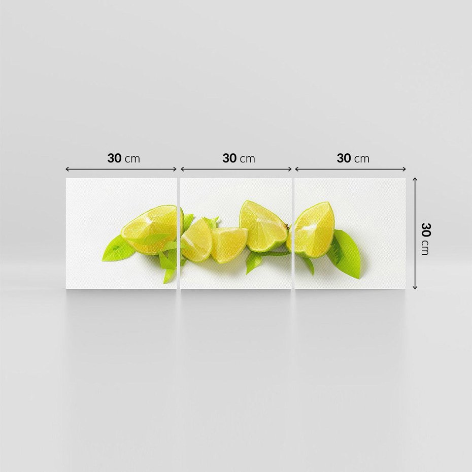 Obraz na płótnie 90x30 - owocowa eksplozja - limonki, owoce