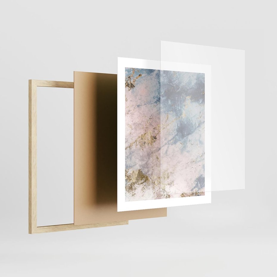 Plakat w ramie 40x50 - Luksusowa Dekoracja - marmur, złoto - rama drewno