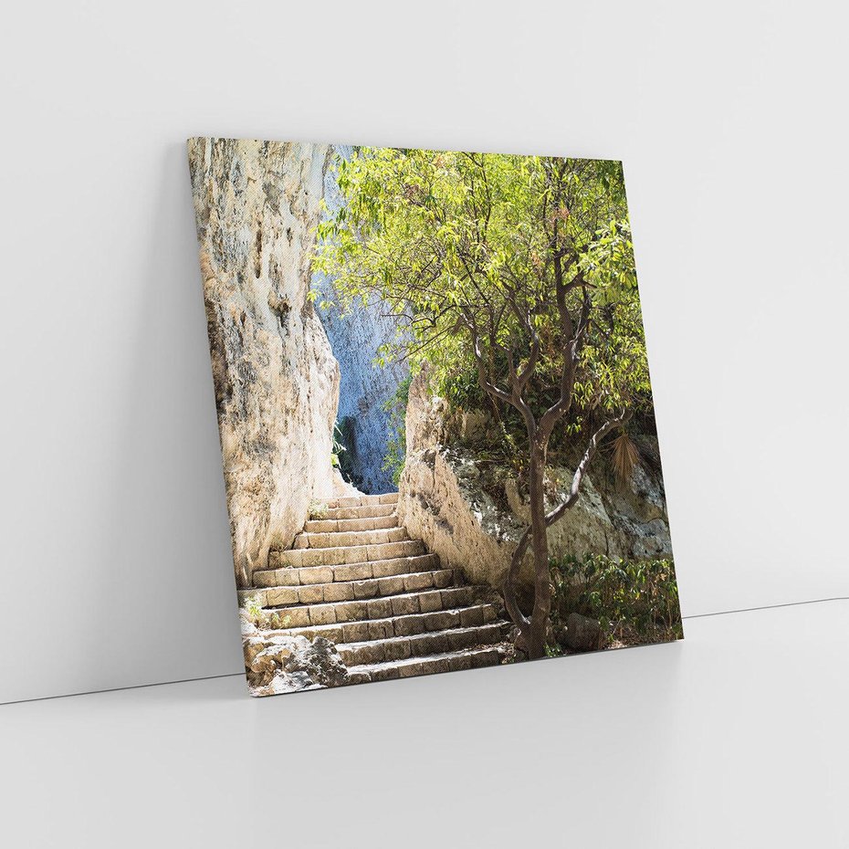 Obraz na płótnie 70x70 - Krok po kroku do celu - schody, perspektywa