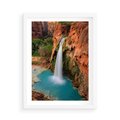 Plakat w ramie 50x70 - Wodospad wśród majestatycznych gór - wodospad, górski - rama biała