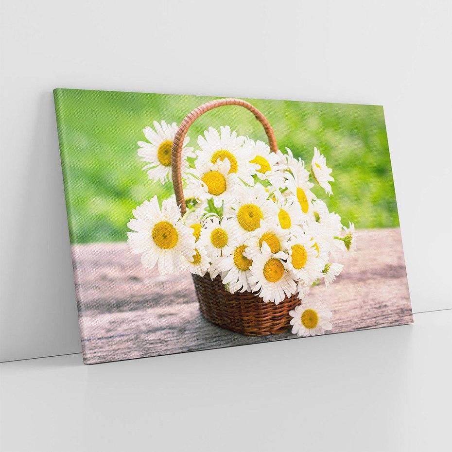 Obraz na płótnie 100x70 - Koszyk pełen kwiatów - koszyk, kwiaty