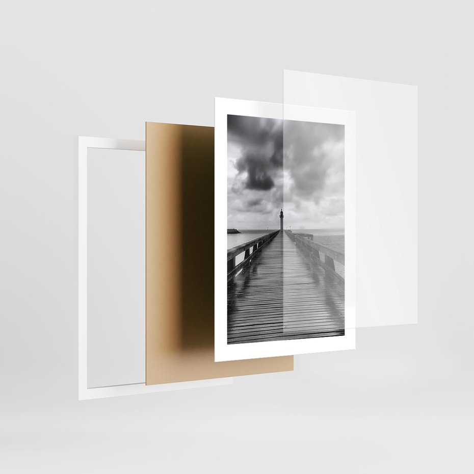 Plakat w ramie 30x40 - Romantyczny pomost z latarnią - pomost, latarnia - rama biała