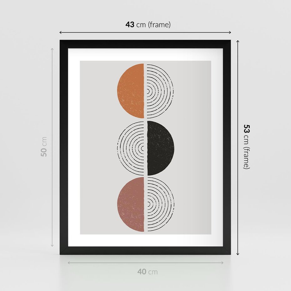 Plakat w ramie 40x50 - Eksperymenty z Geometrią - geometryczny plakat, sztuka nowoczesna - rama czarna