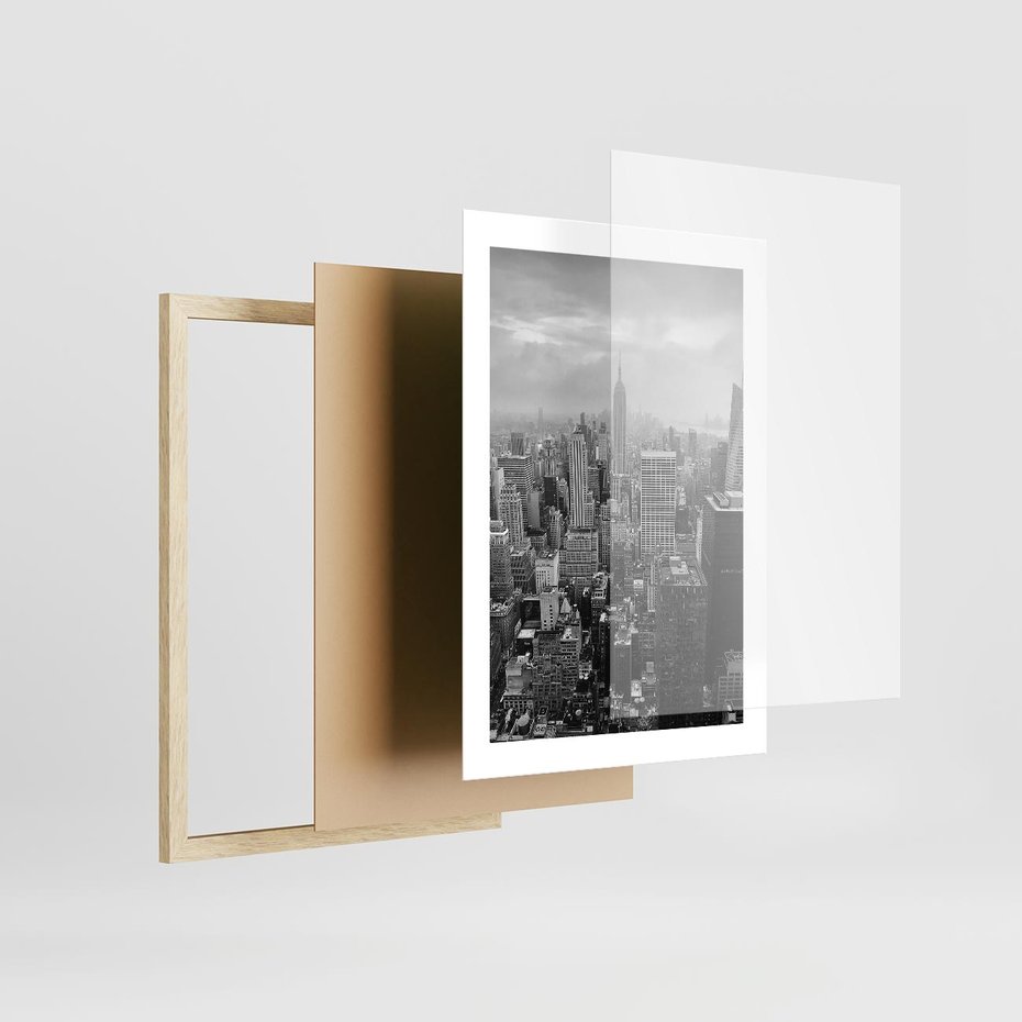 Plakat w ramie 30x40 - Majestatyczne Wysokości - Nowy Jork, wieżowce - rama drewno
