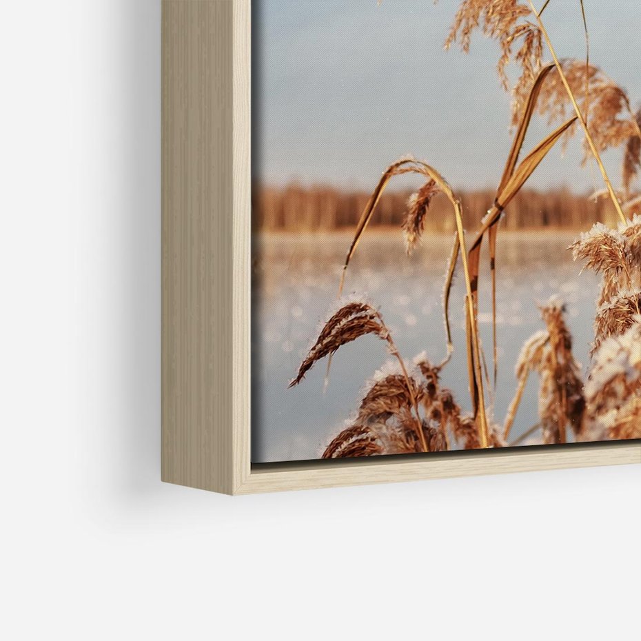 Obraz w ramie 80x80 - Wyraz Stylu - trawy, boho - rama drewno