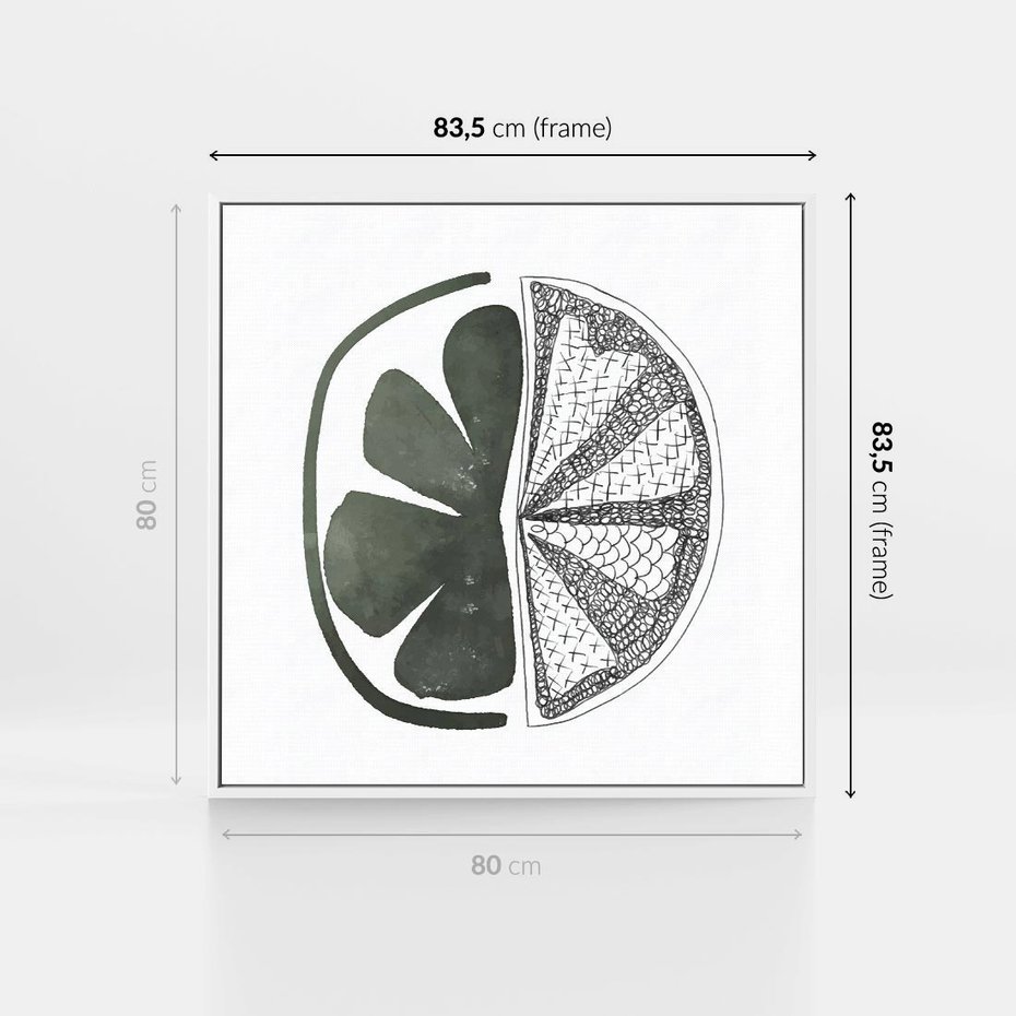 Obraz w ramie 80x80 - Cytrynowe Echo - minimalistyczny plakat, cytryna - rama biała