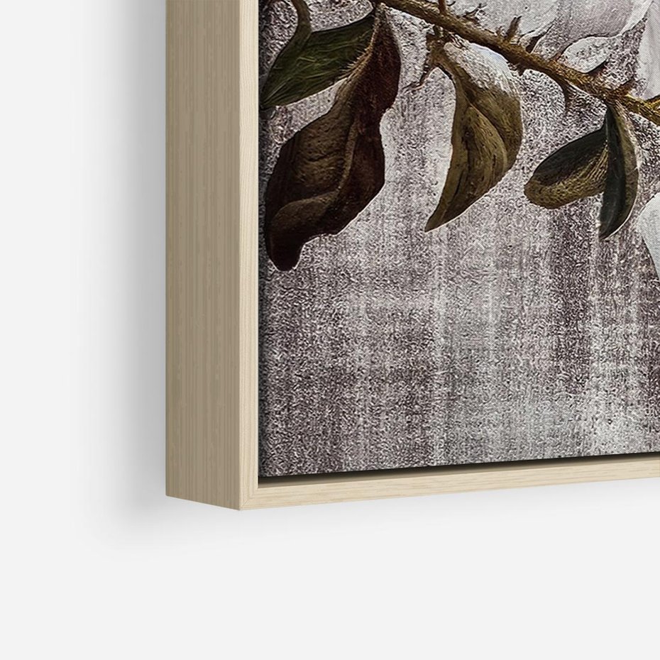 Obraz w ramie 120x80 - Tekstura Kwiatu - białe kwiaty, duży kwiat - rama drewno