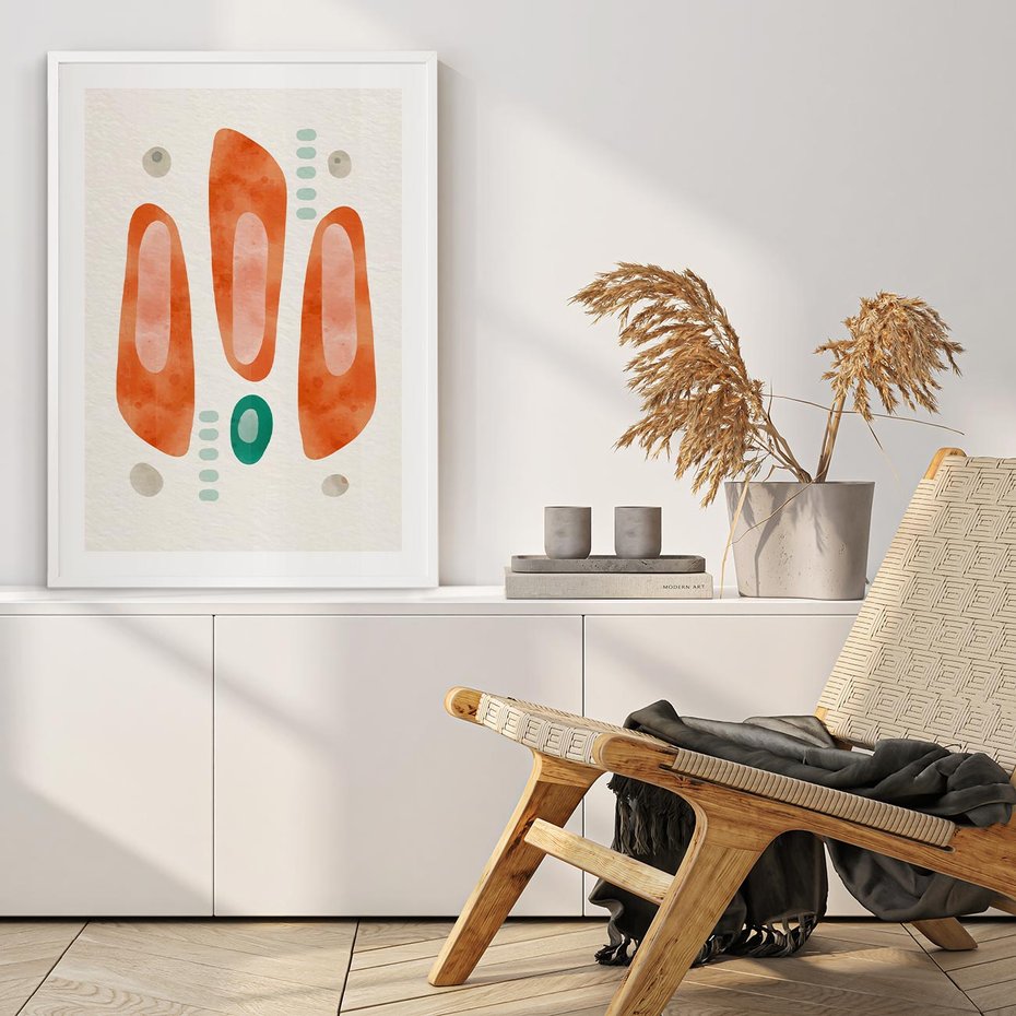 Plakat bez ramy 21x30 - Księga Barw - abstrakcyjne formy, dominujący kolor pomarańczowy