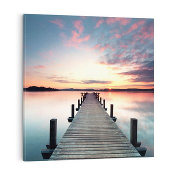 Obraz na płótnie 30x30 - Złote zachody słońca - jezioro, molo