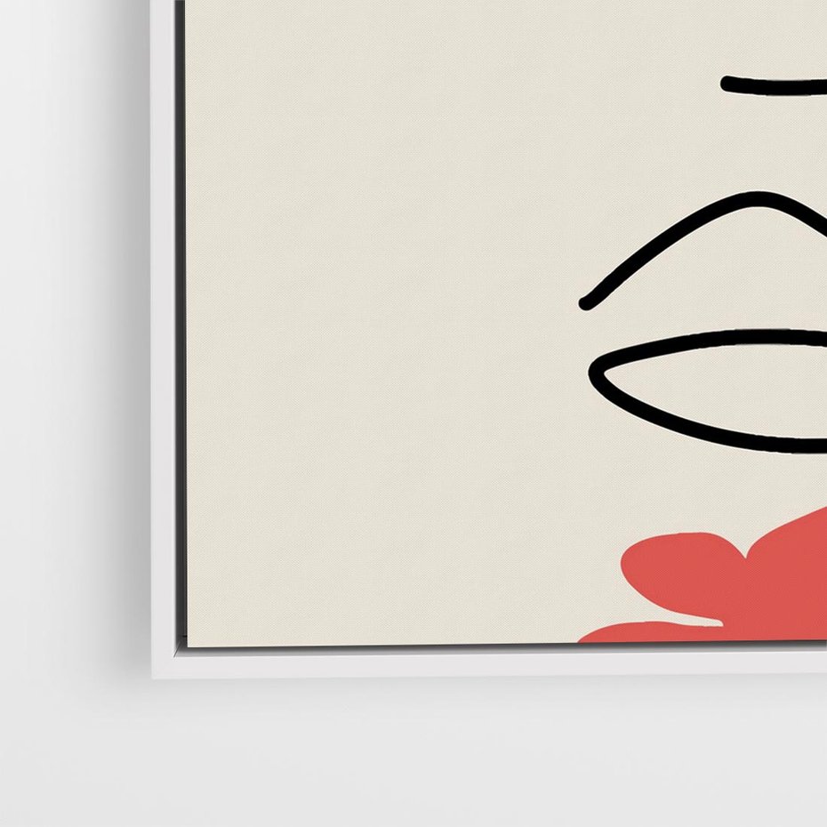 Obraz w ramie 50x50 - Impresje Plam - abstrakcyjny obraz, przypomina twarz - rama biała