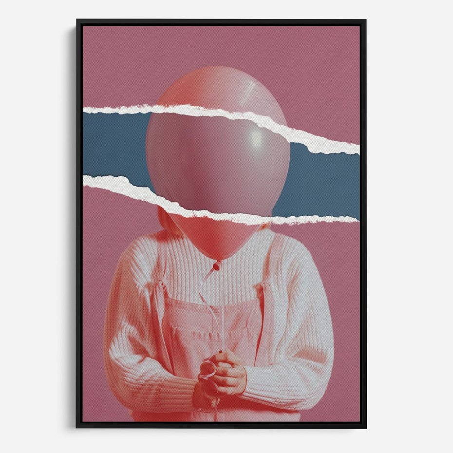 Obraz w ramie 70x100 - Kolaż Wyobraźni - kolaż zdjęć, styl retro - rama czarna