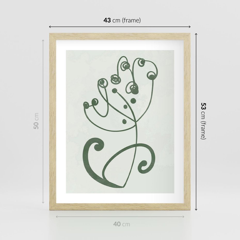 Plakat w ramie 40x50 - Zieleń Wyjątkowego Ukojenia - zielony odcień, abstrakcja - rama drewno