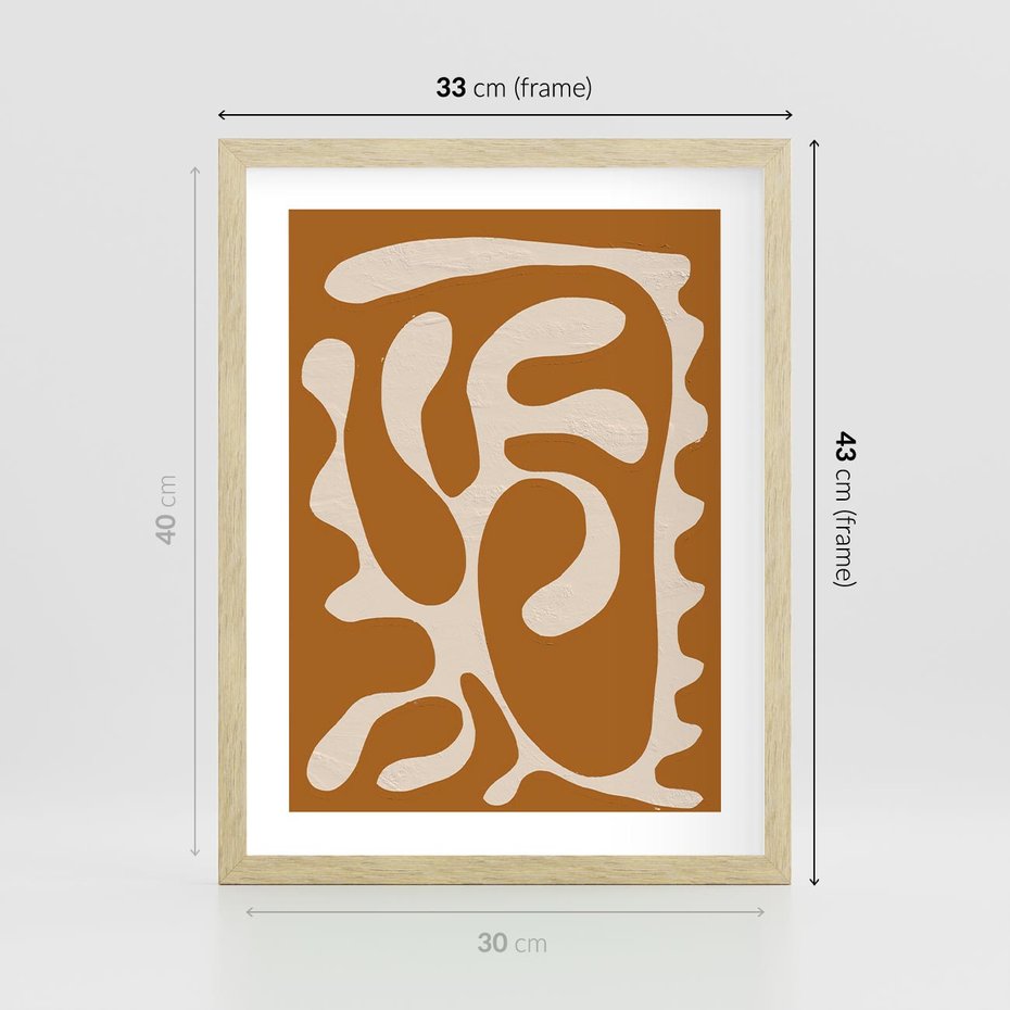 Plakat w ramie 30x40 - Wnętrza Akwarelowej Wyobraźni - abstrakcyjny obraz, plakat - rama drewno