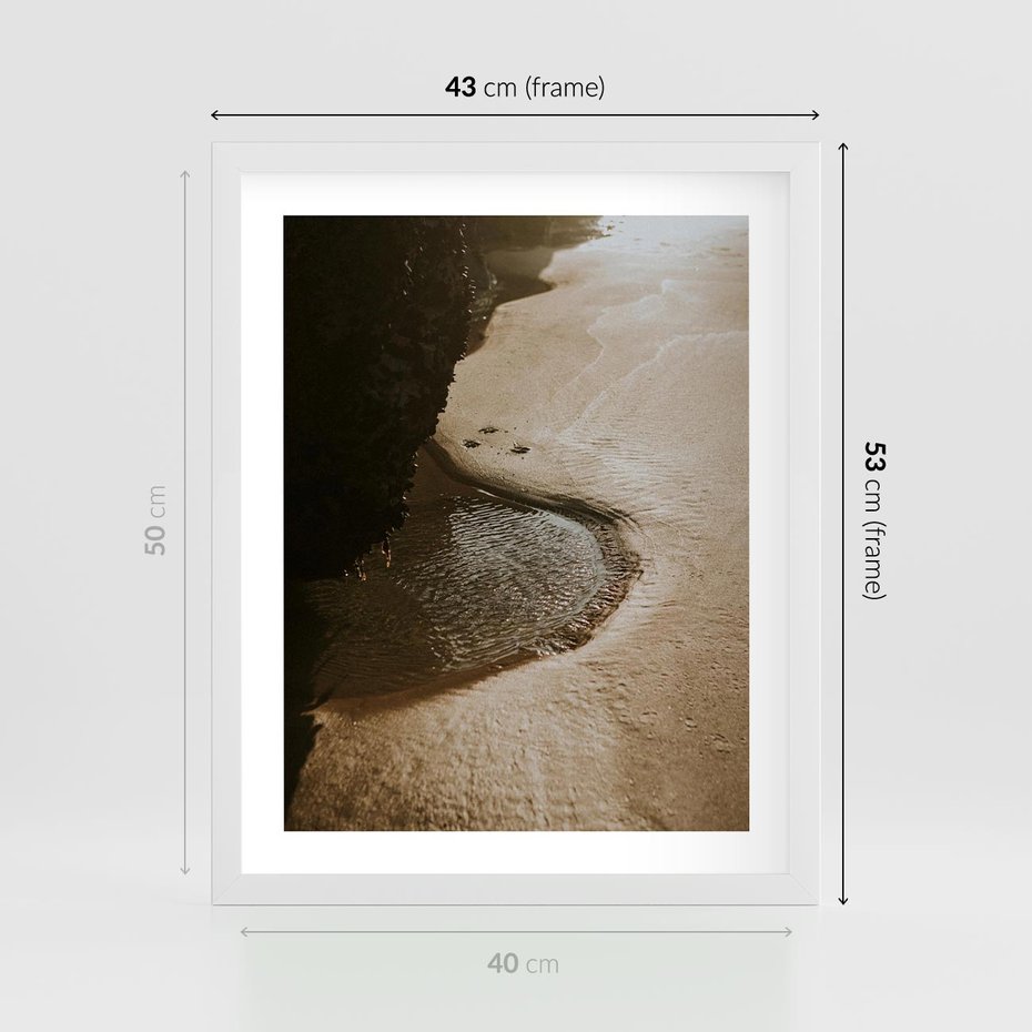 Plakat w ramie 40x50 - Relaksujący Raj - plaża, morze - rama biała