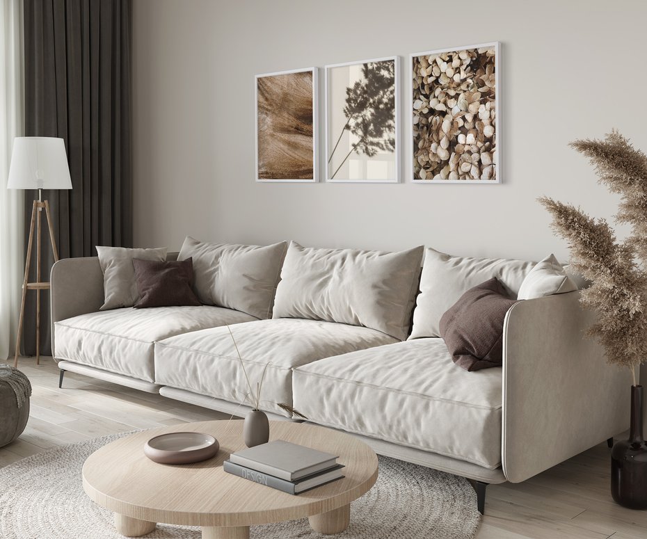 Zestaw obrazy w ramie 40x50 galeria - Boho, suche, kwiaty, trawy - rama biała