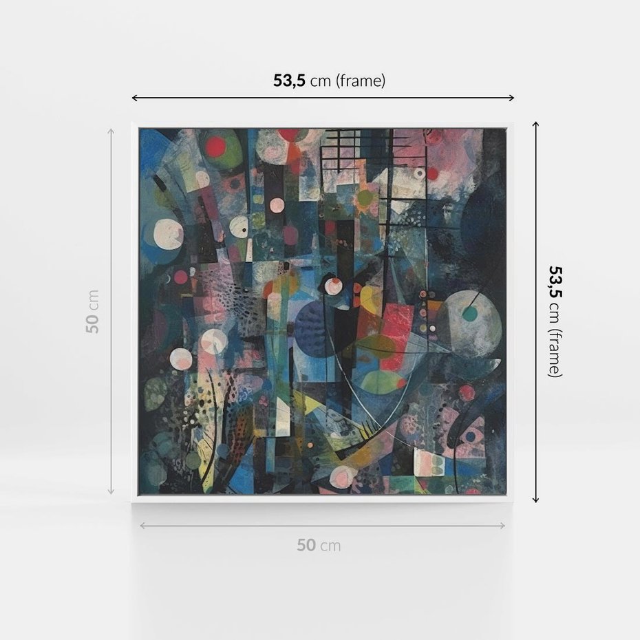 Obraz w ramie 50x50 - Rozbijając Granice Kreatywności - abstrakcyjny obraz, sztuka abstrakcji - rama biała