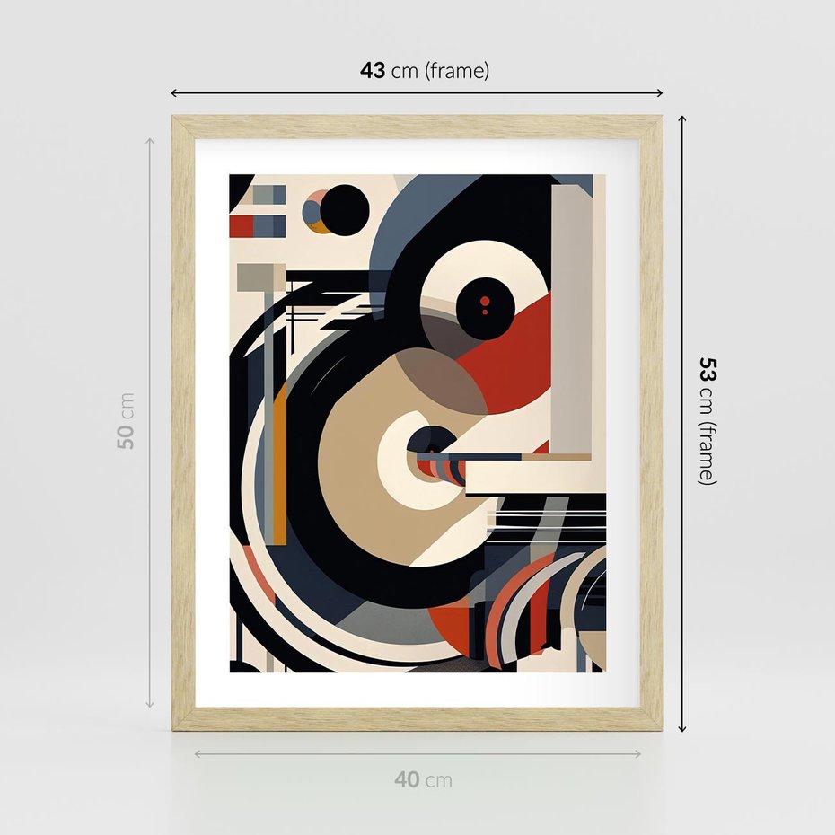 Plakat w ramie 40x50 - Wibracje Marzeń - abstrakcyjny obraz, geometryczne koła - rama drewno